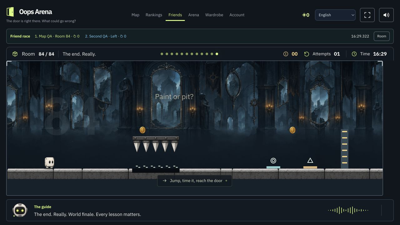 Actual gameplay: a disguised pit, switches and a gate in the mirror world
